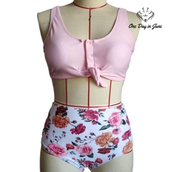 ODIJ Tie Front High Waist Bikini Size S - Picture 1 of 3